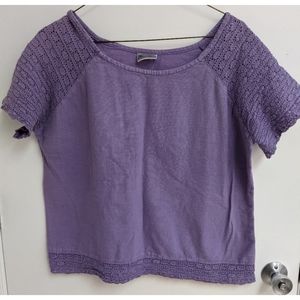 VTG Handmade Linen Cotton Blend purple blouse top